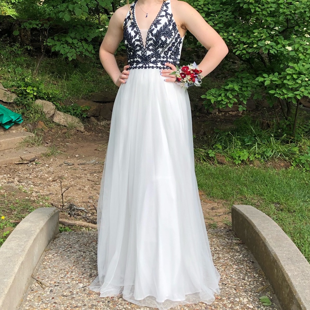 White & Navy Prom Dress!!!